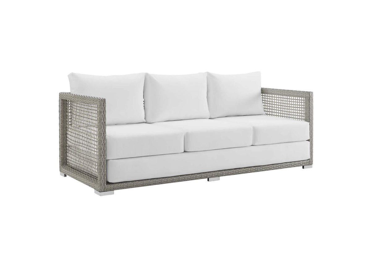 EEI-2923-GRY-WHI Aura Outdoor Patio Wicker Rattan Sofa By Modway