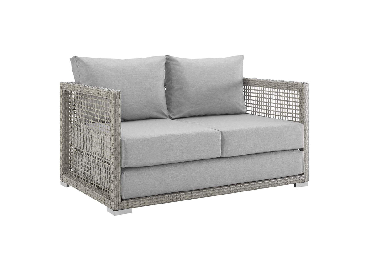 EEI-2924-GRY-GRY Aura Outdoor Patio Wicker Rattan Loveseat By Modway