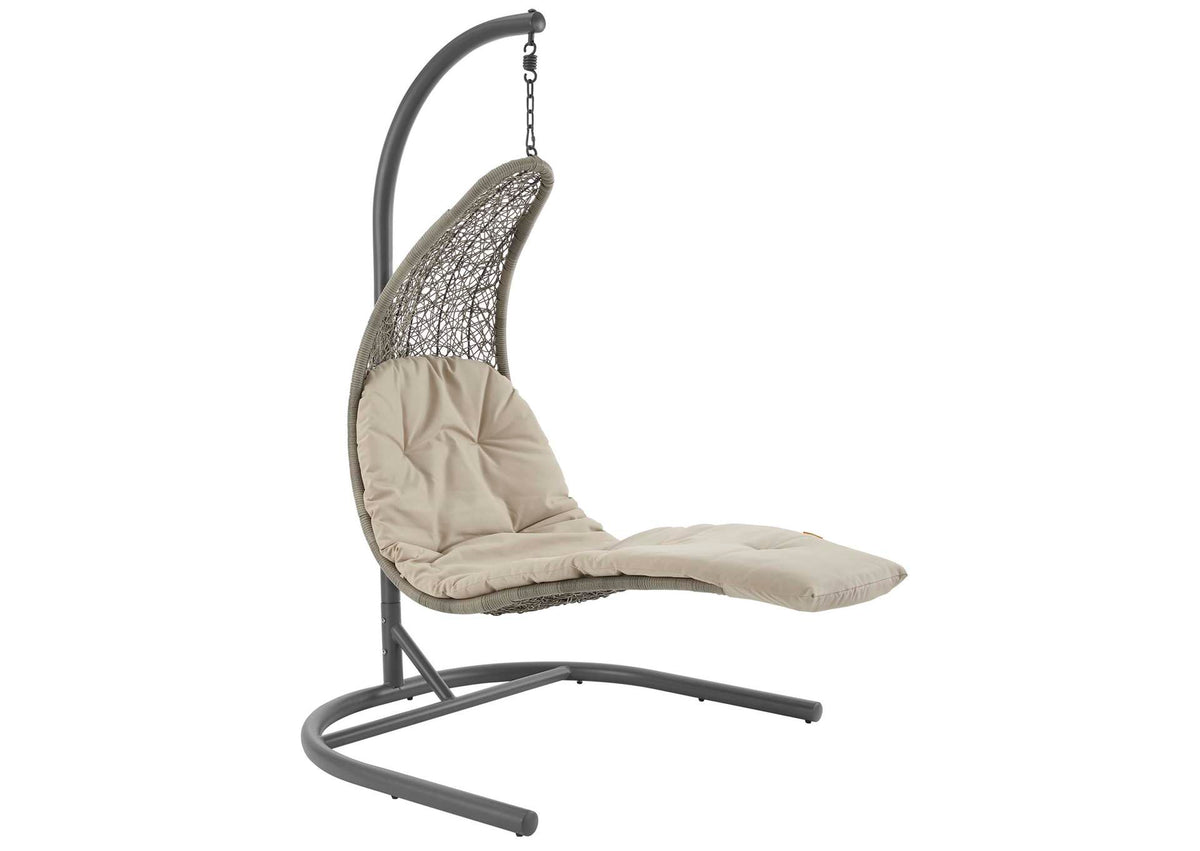 EEI-2952-LGR-BEI Landscape Hanging Chaise Lounge Outdoor Patio Swing Chair By Modway