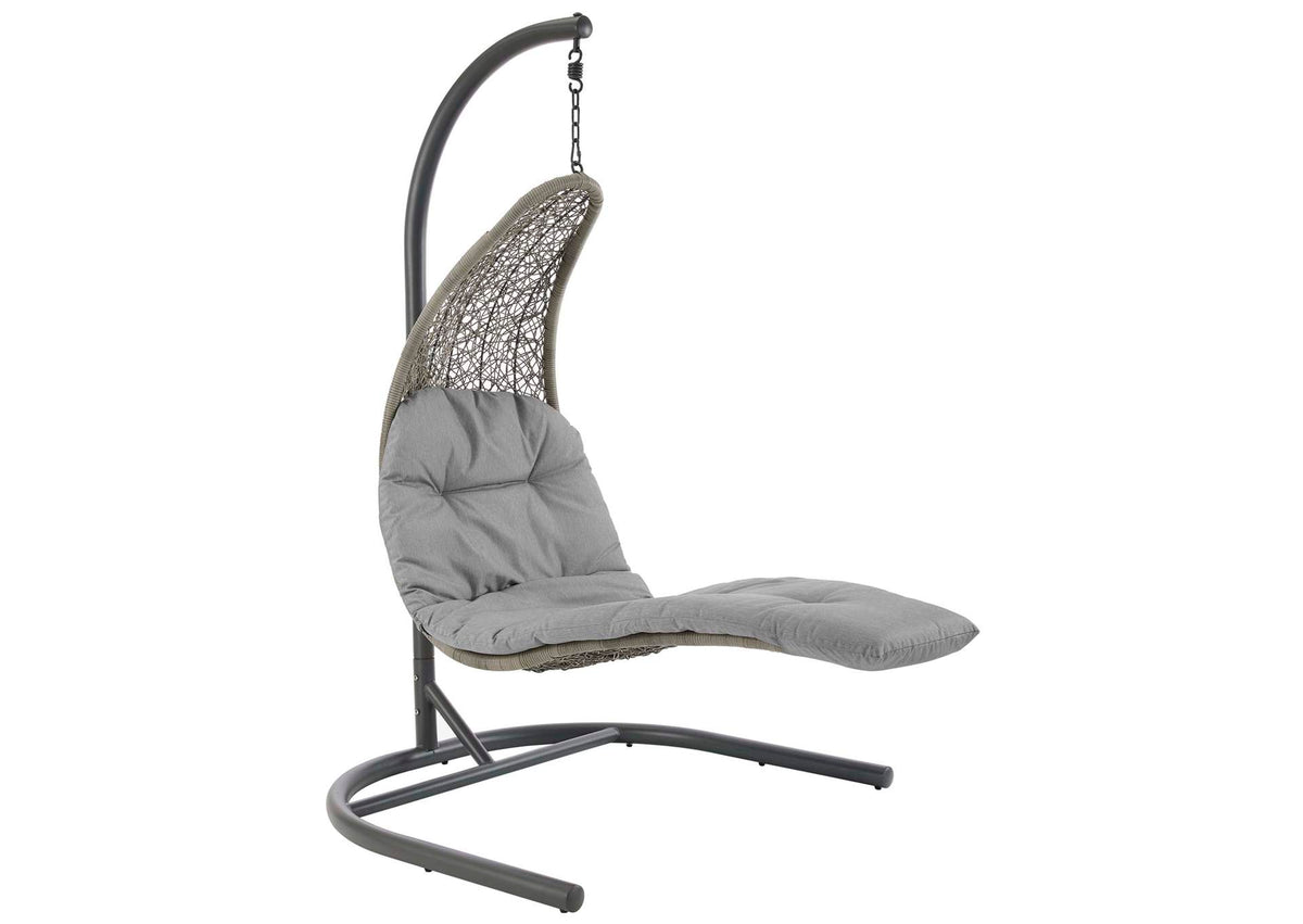 EEI-2952-LGR-GRY Landscape Hanging Chaise Lounge Outdoor Patio Swing Chair By Modway
