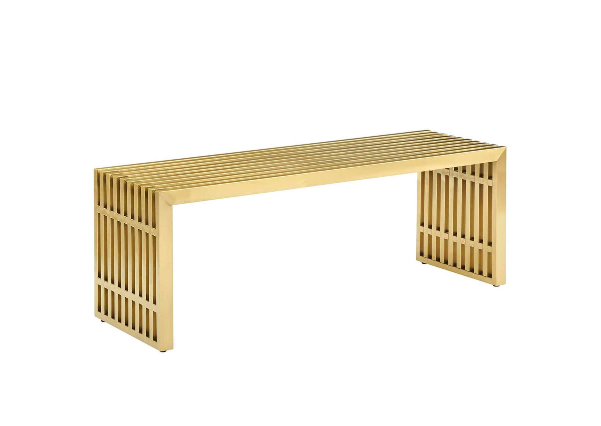 EEI-3035-GLD Gridiron Medium Stainless Steel Bench By Modway