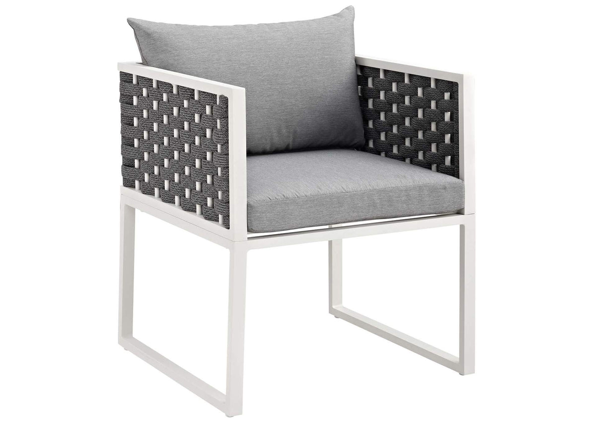 EEI-3053-WHI-GRY Stance Outdoor Patio Aluminum Dining Armchair By Modway