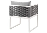 EEI-3053-WHI-GRY Stance Outdoor Patio Aluminum Dining Armchair By Modway