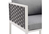 EEI-3053-WHI-GRY Stance Outdoor Patio Aluminum Dining Armchair By Modway