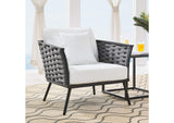 EEI-3054-GRY-WHI Stance Outdoor Patio Aluminum Armchair By Modway