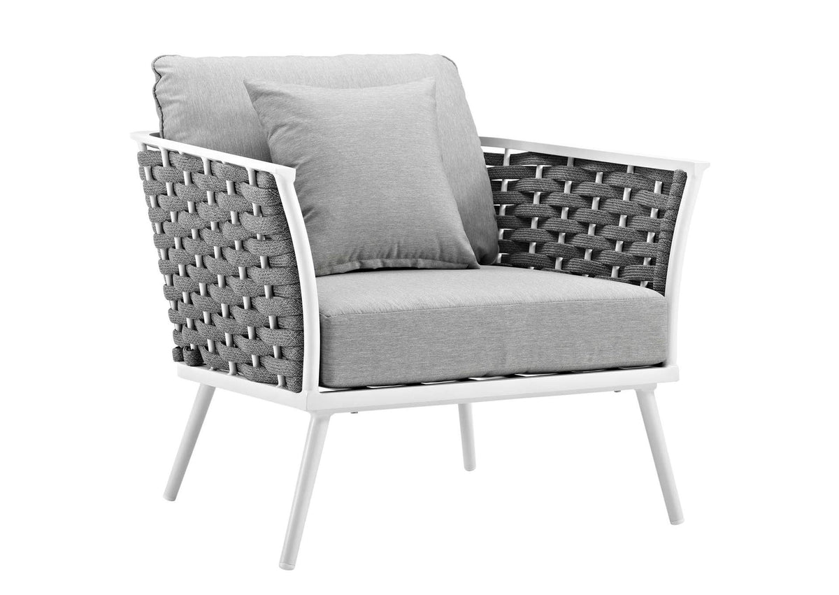 EEI-3054-WHI-GRY Stance Outdoor Patio Aluminum Armchair By Modway