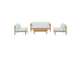 EEI-3107-NAT-WHI-SET Bayport 4 Piece Outdoor Patio Teak Set By Modway