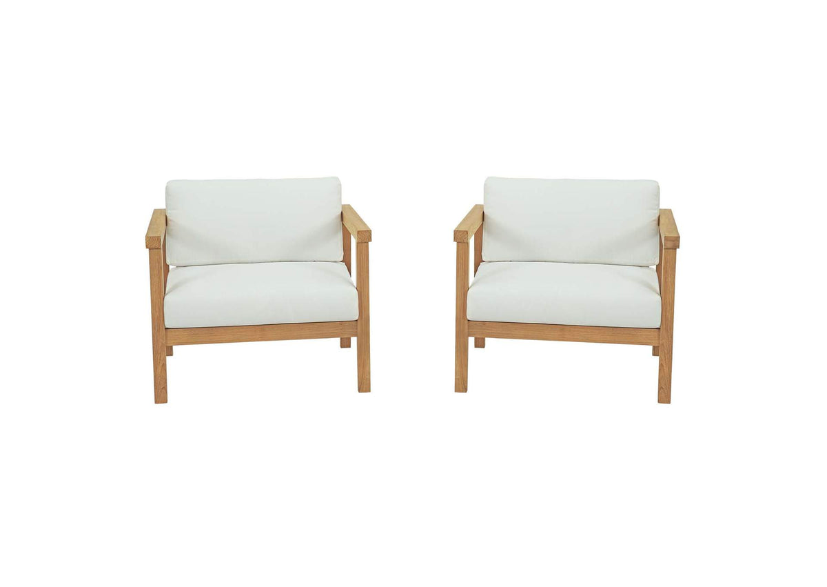 EEI-3108-NAT-WHI-SET Bayport 2 Piece Outdoor Patio Teak Set By Modway
