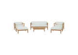 EEI-3109-NAT-WHI-SET Bayport 6 Piece Outdoor Patio Teak Set By Modway