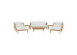EEI-3110-NAT-WHI-SET Bayport 8 Piece Outdoor Patio Teak Set By Modway