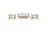 EEI-3111-NAT-WHI-SET Bayport 4 Piece Outdoor Patio Teak Set By Modway
