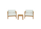 EEI-3112-NAT-WHI-SET Bayport 3 Piece Outdoor Patio Teak Set By Modway