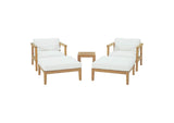 EEI-3113-NAT-WHI-SET Bayport 5 Piece Outdoor Patio Teak Set By Modway