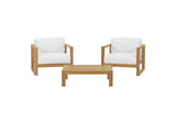 EEI-3114-NAT-WHI-SET Upland 3 Piece Outdoor Patio Teak Set By Modway