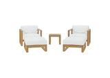 EEI-3115-NAT-WHI-SET Upland 5 Piece Outdoor Patio Teak Set By Modway