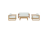 EEI-3116-NAT-WHI-SET Upland 4 Piece Outdoor Patio Teak Set By Modway