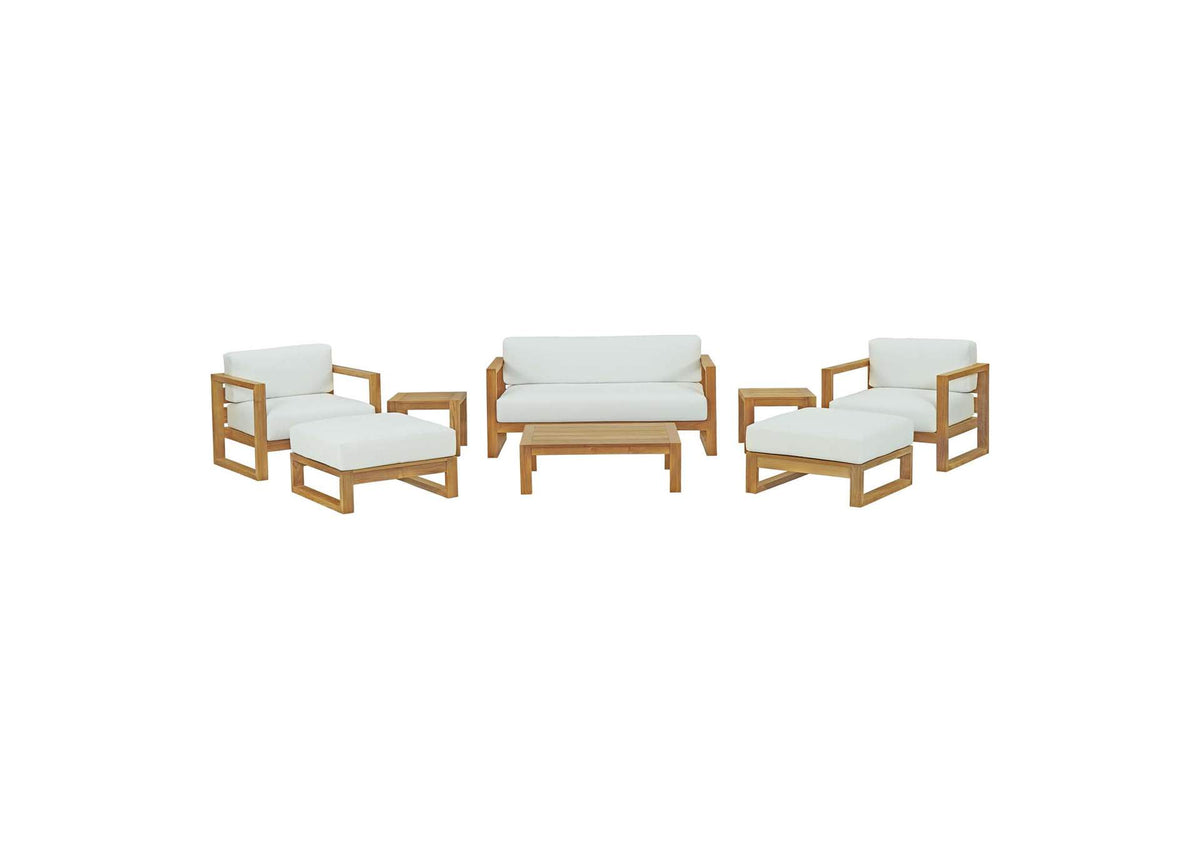 EEI-3117-NAT-WHI-SET Upland 8 Piece Outdoor Patio Teak Set By Modway