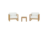 EEI-3119-NAT-WHI-SET Upland 3 Piece Outdoor Patio Teak Set By Modway