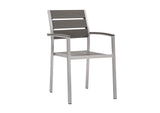 EEI-3130-SLV-GRY Shore Outdoor Patio Aluminum Dining Armchair By Modway