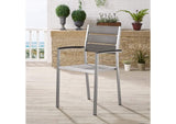 EEI-3130-SLV-GRY Shore Outdoor Patio Aluminum Dining Armchair By Modway