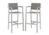EEI-3155-SLV-GRY-SET Shore Outdoor Patio Aluminum Bar Stool Set Of 2 By Modway