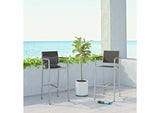 EEI-3155-SLV-GRY-SET Shore Outdoor Patio Aluminum Bar Stool Set Of 2 By Modway