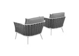EEI-3162-WHI-GRY-SET Stance Outdoor Patio Aluminum Armchair Set Of 2 By Modway