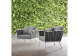 EEI-3162-WHI-GRY-SET Stance Outdoor Patio Aluminum Armchair Set Of 2 By Modway