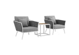 EEI-3163-WHI-GRY-SET Stance 3 Piece Outdoor Patio Aluminum Sectional Sofa Set By Modway