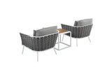 EEI-3163-WHI-GRY-SET Stance 3 Piece Outdoor Patio Aluminum Sectional Sofa Set By Modway