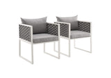 EEI-3183-WHI-GRY-SET Stance Outdoor Patio Aluminum Dining Armchair Set Of 2 By Modway
