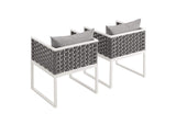 EEI-3183-WHI-GRY-SET Stance Outdoor Patio Aluminum Dining Armchair Set Of 2 By Modway