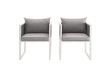 EEI-3183-WHI-GRY-SET Stance Outdoor Patio Aluminum Dining Armchair Set Of 2 By Modway