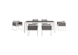EEI-3185-WHI-GRY-SET Stance 7 Piece Outdoor Patio Aluminum Dining Set By Modway