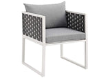 EEI-3185-WHI-GRY-SET Stance 7 Piece Outdoor Patio Aluminum Dining Set By Modway