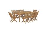 EEI-3204-NAT-SET Marina 9 Piece Outdoor Patio Teak Dining Set By Modway