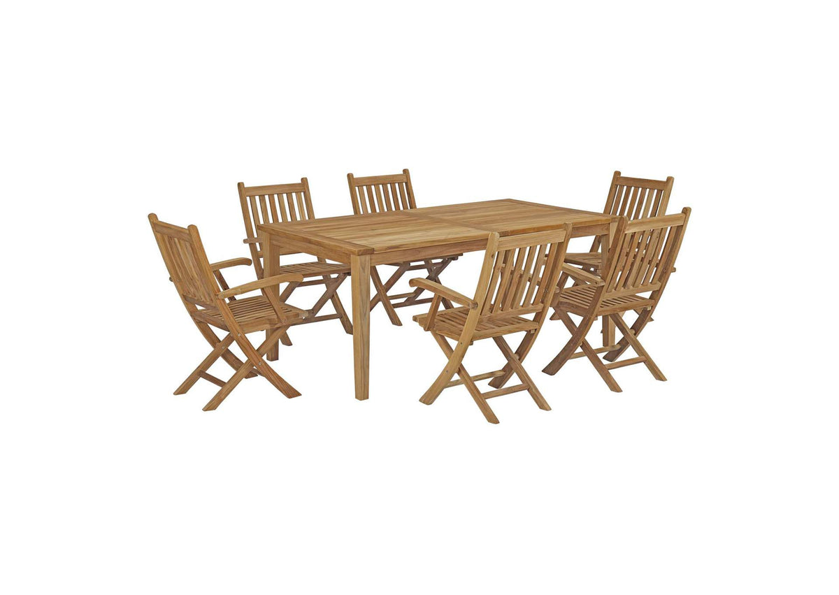 EEI-3206-NAT-SET Marina 7 Piece Outdoor Patio Teak Dining Set By Modway