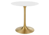 EEI-3208-GLD-WHI Lippa 28" Round Wood Dining Table By Modway