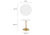 EEI-3208-GLD-WHI Lippa 28" Round Wood Dining Table By Modway