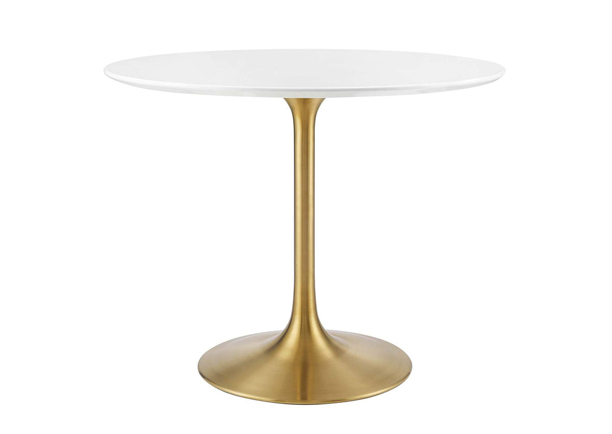 EEI-3209-GLD-WHI Lippa 36" Round Wood Dining Table By Modway