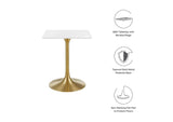 EEI-3210-GLD-WHI Lippa 24" Square Wood Dining Table By Modway