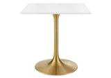 EEI-3211-GLD-WHI Lippa 28" Square Wood Dining Table By Modway