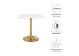 EEI-3211-GLD-WHI Lippa 28" Square Wood Dining Table By Modway