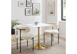 EEI-3211-GLD-WHI Lippa 28" Square Wood Dining Table By Modway