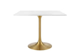 EEI-3212-GLD-WHI Lippa 36" Square Wood Dining Table By Modway