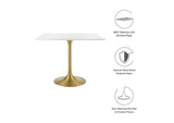 EEI-3212-GLD-WHI Lippa 36" Square Wood Dining Table By Modway