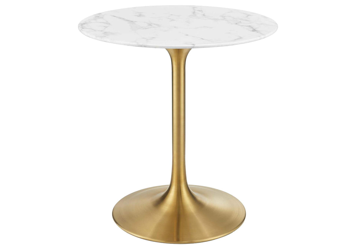EEI-3213-GLD-WHI Lippa 28" Round Faux Marble Dining Table By Modway