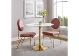 EEI-3214-GLD-WHI Lippa 36" Round Faux Marble Dining Table By Modway