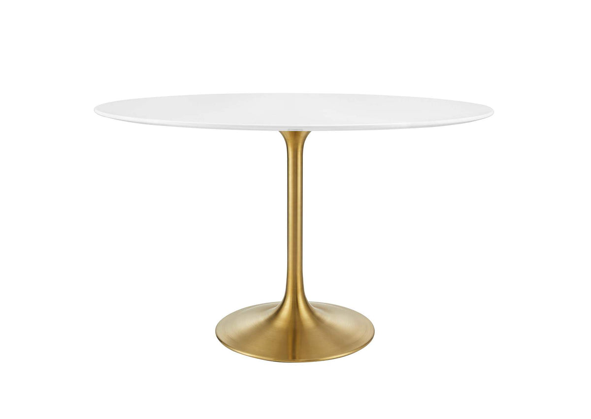 EEI-3215-GLD-WHI Lippa 48" Oval Wood Dining Table By Modway