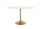 EEI-3215-GLD-WHI Lippa 48" Oval Wood Dining Table By Modway
